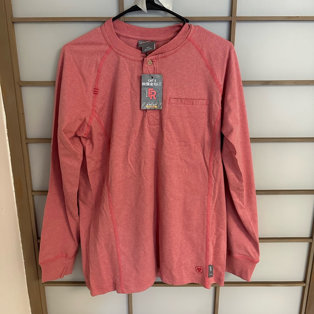Ariat FR Air Henley Coral Pink Small NWT